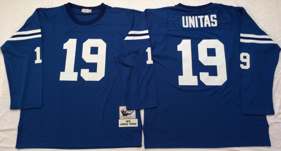 Men NFL Indianapolis Colts #19 Unitas blue Mitchell Ness jerseys